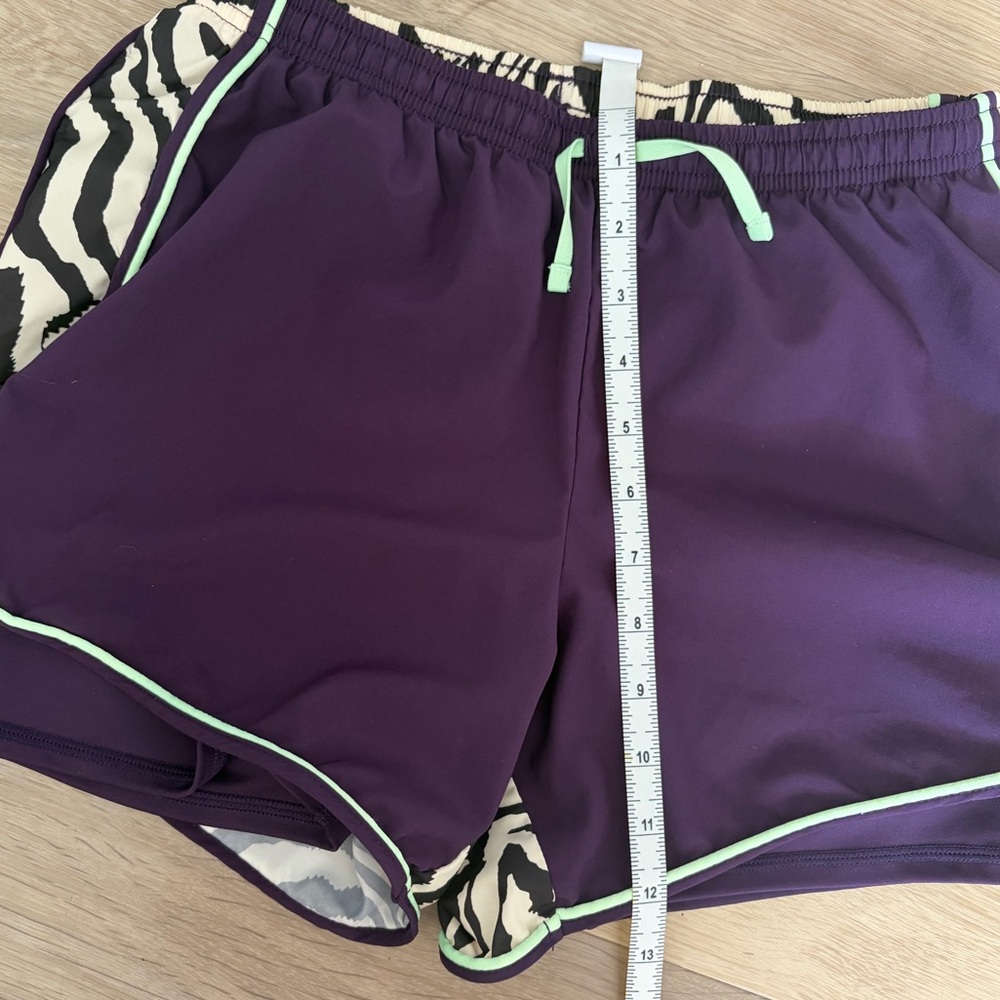 Nike Dri-FIT Zebra Print Running Shorts Purple Green Lined XS - Picture 4 of 5